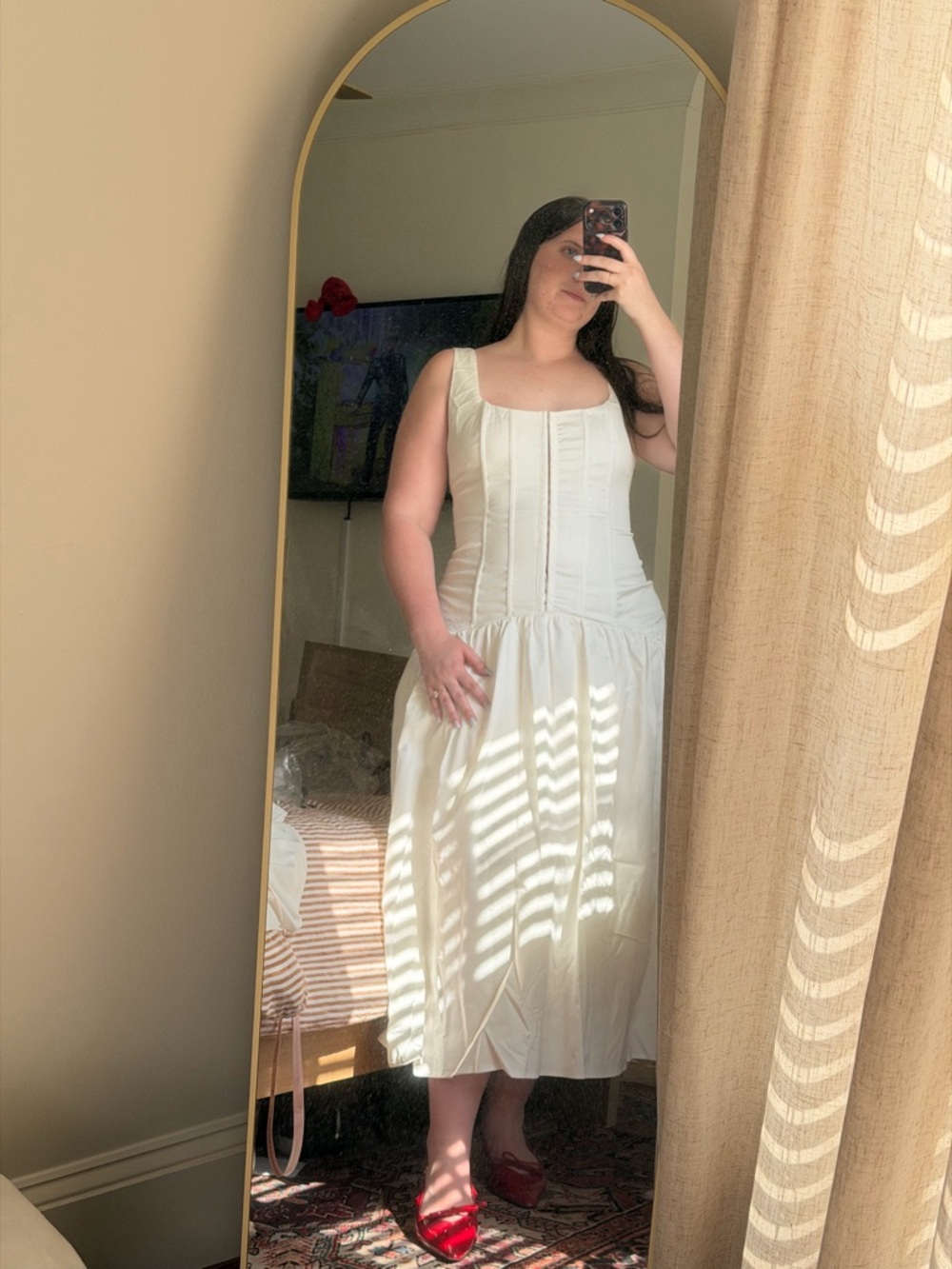 Lulus Kyla White Drop Waist Midi Dress - Size XL - Picture 2 of 2